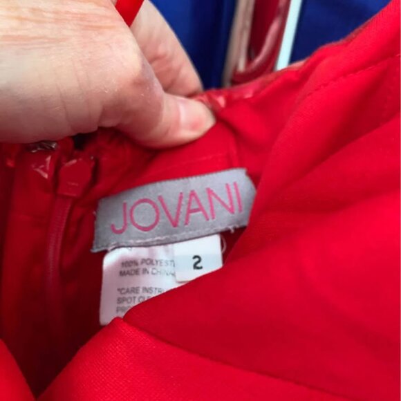 Jovani Red Strapless Mermaid Prom Gown With Silver Belt Size 2 - Picture 10 of 15